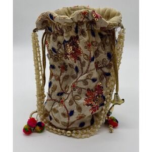 Handmade Traditional Ethnic Clutch Silk Potli Batwa Pouch Bag Women Sequence